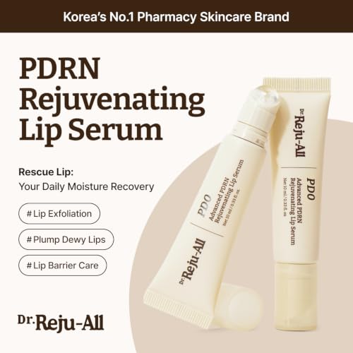 Image of Dr.Reju-All Advanced PDRN Rejuvenating Lip Serum | Hydrating Lip Balm with Lipozip PDRN for Glowy, Dewy Lips | Gentle Exfoliating & Smoothing Lip Moisturizer (10ml)