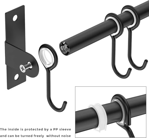 Miniatura 4 de Lesfit Barra Cocina Utensilios, 40 Cm Inoxidable Montaje En Pared Colgador Organizador Con 10 Ganchos De Ollas Y Sartenes, Negro