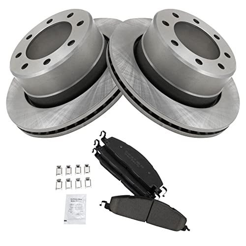 Image of TRQ Rear Brake Pad & Rotor Kit Ceramic Vented Compatible with 2009-2010 Dodge Ram 2500, 3500 2012 Ram 1500 2011-2018 2500 3500