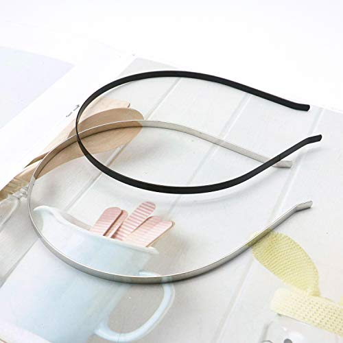JETEHO 12pcs Adjustable Blank Metal Headbands for Craft Costumes DIY - Black