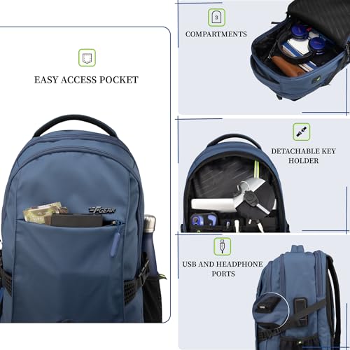 Image of F Gear Amalfi 30L Laptop Backpack|3 Spacious Compartments for Easy Organisation|17 inch, USB Charging Port, Sternum, Hip Strap, Luggage Strap|Backpack for College, Office & Travel Use