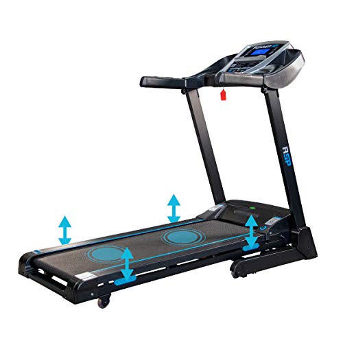 Tapis de Course Pliable RSP - 16km/h - 2,0 CV - 13 Programmes - Inclinaison Motorisée à 15%, Capteurs Cardiaque, Ecran LCD et Haut-Parleurs