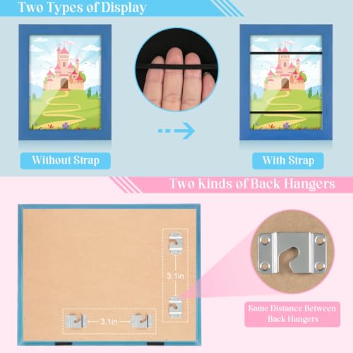 Image of [2-Pack] Kids Art Frames, 8.5x11 Front Opening Kids Artwork Frames Changeable, Dark Blue Artwork Display Storage Frame for Wall, Holds 50 Pcs, for 3D Picture, Crafts, Children Drawing, Hanging Art,