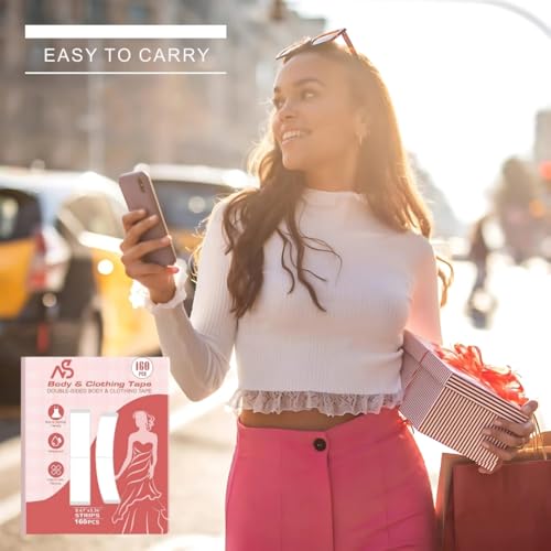 160 Strips Body and Clothing Tape Clear Double-Sided Tape for Clothes,Double Sided fabric Tape,Dress Tape-Strong Hold, Skin-Safe3