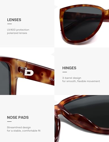 Image of SOJOS Trendy Big Oversized Polarized Sunglasses Womens Mens, 70s 80s Retro Vintage Pilot Shades SJ2643