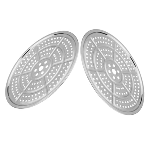 healvian 2個 ステンレス製蒸しトレイ 多デザイン 軽量耐熱 蒸し料理用調理器具 鍋 圧力鍋 エアフライヤー対応 食材の旨味保持キッチンツール