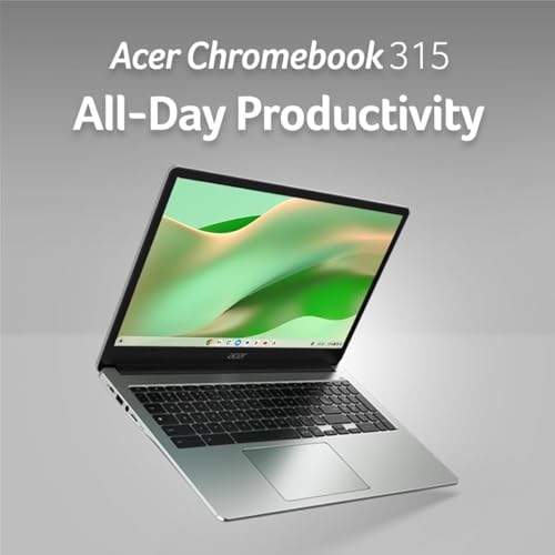 Image of acer Chromebook 315 Laptop (15.6 inch FHD, Intel Celeron N4500, 4GB RAM, 128GB Storage (64GB eMMC + 64GB SD Card) Home & Student, Long Battery Life, Numeric KB, Webcam, Wi-Fi, IST HUB, Chrome OS, Silver