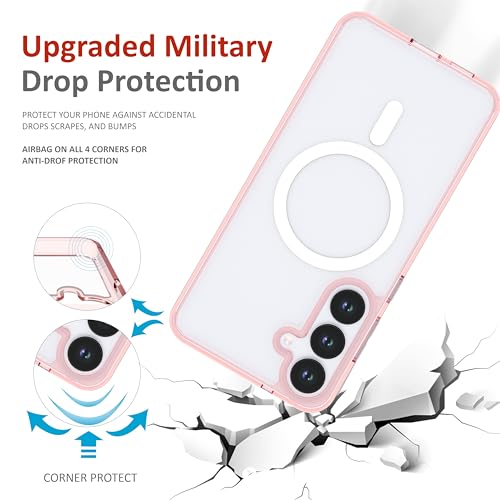 Image of Case for Samsung Galaxy S25 Plus with Mag-Safe, [Anti-Yellowing Technology] [Military Grade Drop Protection] Shockproof Slim Hybrid Phone Case for Samsung Galaxy S25 Plus 5G - Crystal Pink