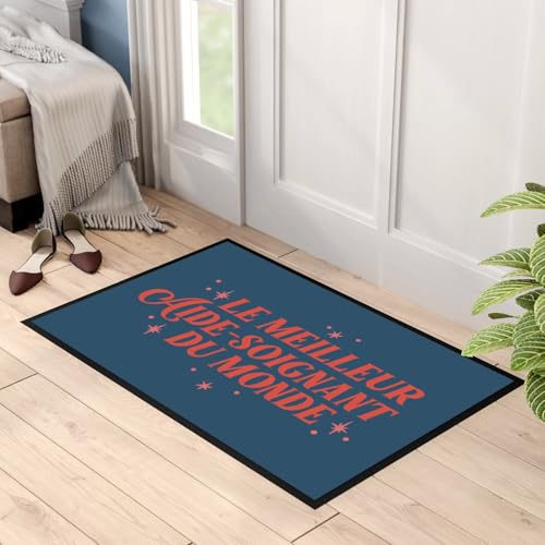 Paillasson bleu aide soignant tapis d'entrée médical paramédical 60x40 - 3
