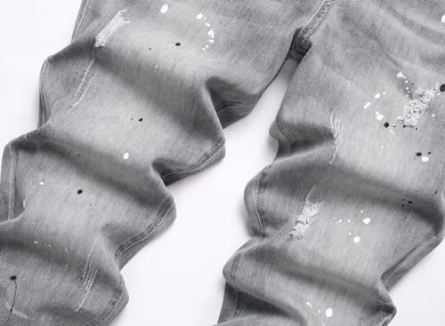 XIMXIMMTIAN Mens Slim Fit Jeans Stretch Ripped Biker Jeans for Men Fashion Straight Comfort Flex Waist Casual Denim Pants3