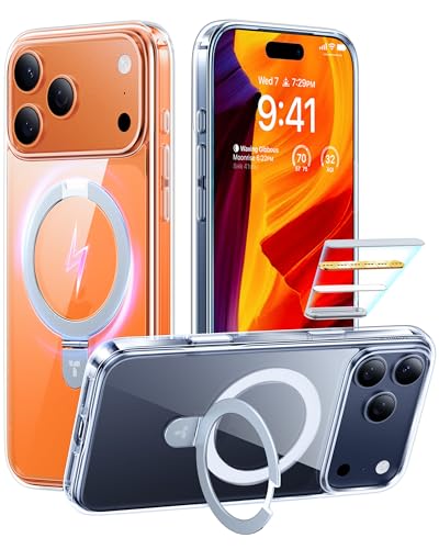 TORRAS Ostand Magnetic for iPhone 17 Pro Max Case, Fit for MagSafe, Sturdy Stand, Military Grade Drop Tested, Camera Control Button, Clear Slim Soft Edge Case for iPhone 17 Pro Max 6.9
