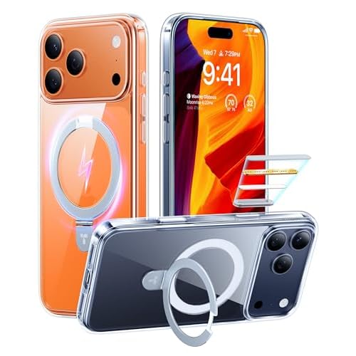TORRAS Ostand Magnetic for iPhone 17 Pro Max Case, Fit for MagSafe, Sturdy Stand, Military Grade Drop Tested, Camera Control Button, Clear Slim Soft E