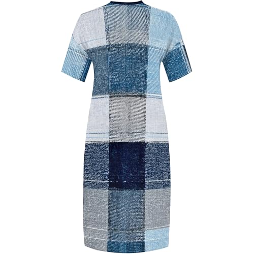 Image of Plus Size Maxi Dress for Women Short Sleeve V Neck Casual Loose Sundress with Pockets