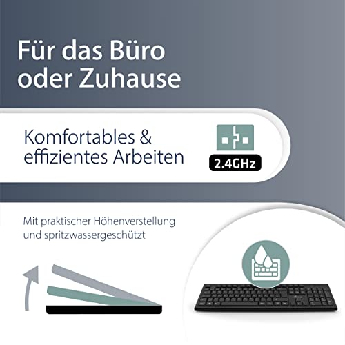 MediaRange Clavier sans Fil QWERTZ Noir de Bureau