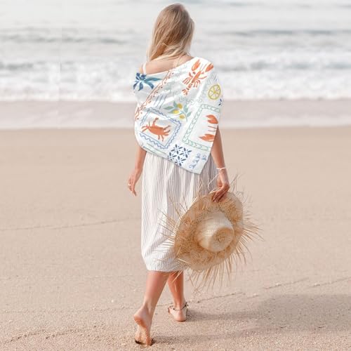 Tropical Lobster Pattern Head Scarf for Women 35" Like Silk Satin Scarf Head Wraps Headband Tie Sleeping at Night Fashion Bandana Headscarf3