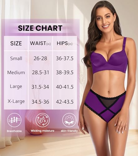 Image of Eiggam Women's Cotton Bikini Panties,High-Cut Full Coverage Stretch Cool Underwear for Women