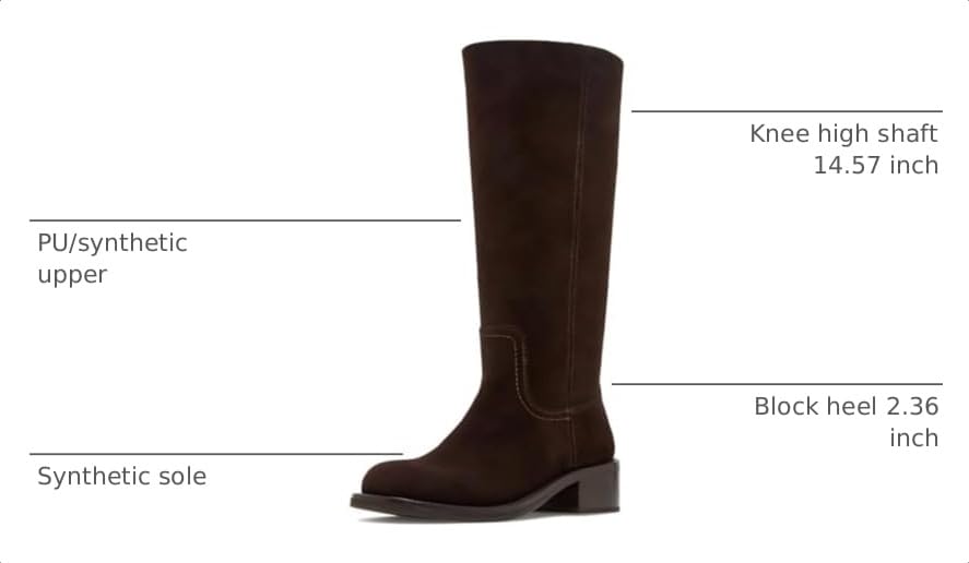 Image of ZJGZF Womens Banana Knee High Boots Square Toe Comfortable Boots Block Heel Riding Boots Wide Calf Tall Boots