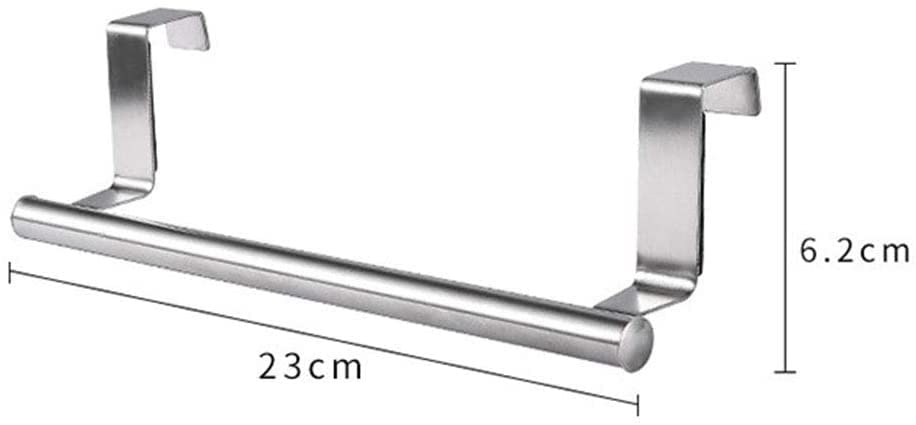 Porte-serviettes acier inoxydable sans perçage pour porte de placard cuisine et salle de bain - 6