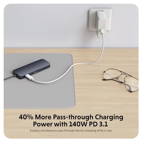 HyperDrive Next 10 Port USB C Hub for Mac, PC, and Chromebook with 4K60Hz HDMI, 2 USB-A, USB-C Hub 10Gbps 140W Power Delivery, SD & microSD Card Reader, Ethernet, 3.5mm Audio Ports