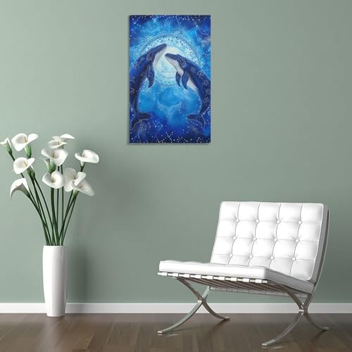 Impression sur toile de deux baleines 12x18inch aux finitions soignées