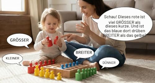 BOHS Montessori-Zylinderblöcke, 4 Holz-Steckpuzzles mit Knöpfen – Ansicht 4