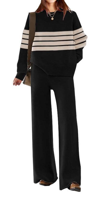 Imcomplete similat))ETCYY NEW Womens Elegant Lounge Sets Knitted Sweatsuit Sets 2 Piece Outfits with Sweater Tops and Wide Leg Sweatpants)