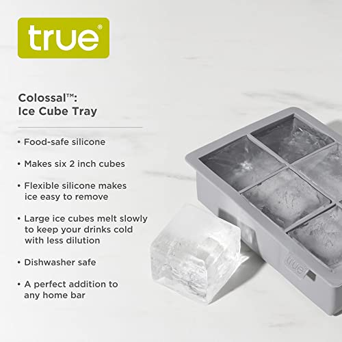 True Colossal Ice Cube Tray, Extra Large Ice Cubes, Dishwasher Safe Flexible Silicone Ice Cube Tray, Makes 6 2 Inch Ice Cubes, Grey, Set Of 1 #TOP1
