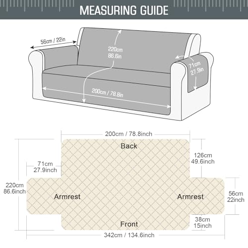 Image of TAOCOCO Settee Covers, Sofa Covers 4 Seater, Large Sofa Slipcovers, Pet Couch Covers, Non Slip Sofa Covers, Washable Sofa Protectors for Dogs (Dark Grey)