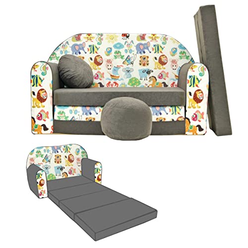 Nino: Sofá cama infantil con puf y cojín