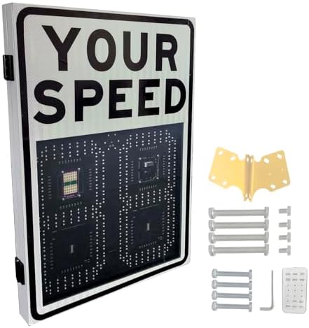 20"x28" Solar Powered Radar Speed Limit Sign - LED Radar Feedback Display Board with Your Speed Warning, Traffic Safety Alert for Roads & School Zones