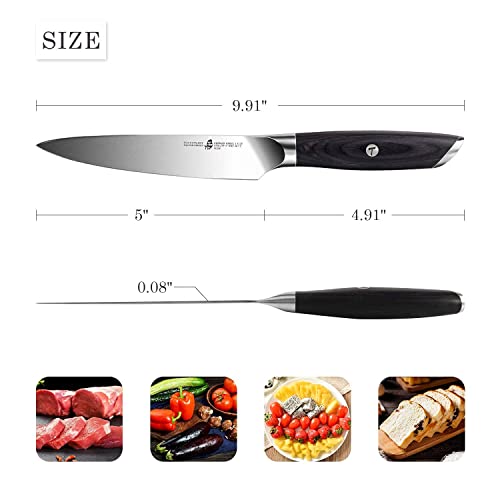 Tuo Nakiri Knife 6.5 Inch & Kitchen Utility Knife 5 Inch - Vegetable Cleaver Knife With Paring Knife - German Hc Steel & Pakkawood Handle - Falcon Series Gift Box Included #TOP6