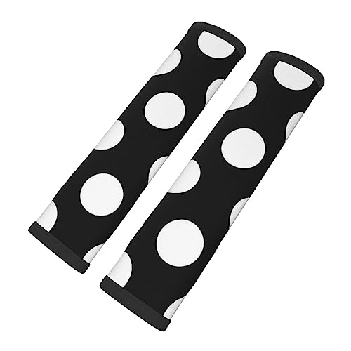 2個セット シートベルトカバー 水玉 黒白 シートベルトパッド 肩当てパッド 軽/普通車 ベルトクッション クッションパッド シートベルトクッション ショルダーストラップパッド 肩の保護クッション 汎用 肩と首擦れ防止 圧迫感軽減 カーアクセサリー