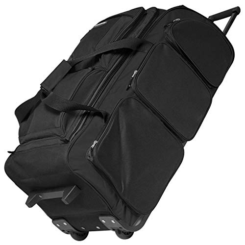 Travelers Club Xpedition 30 Inch Rolling Multi-Pocket Upright Duffel, Black, 30