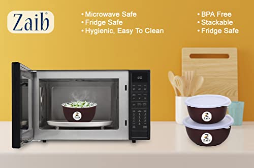 Image of Microwave Safe Stainless Steel Mixing Bowl Set with Lids - Set of 3 (500ml, 750ml, 1250ml) - Euro Style Food Storage Containers - Multipurpose Kitchen Bowls (3 Dark Brown Plain)