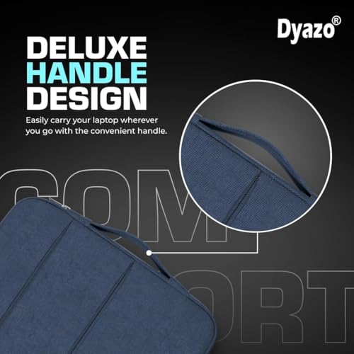 Image of Dyazo 14.1 Inch Laptop Sleeve Case with Handle & Two Front Pockets | Protective Notebook Cover Compatible for MacBook, Lenovo, HP, Dell, Asus, Acer & Other 14 inch Laptop & Notebooks (Blue)