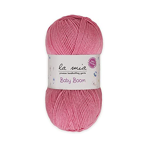 1 Skein La Mia Baby Boom, 100% Antipilling Acrylic Yarn For Knitting And Crochet For Knitting And Crochet, 100 G (3.5 Oz) / 250 M (273 Yards), Weight 3 : Light-Dk, Pink - 744 #TOP13