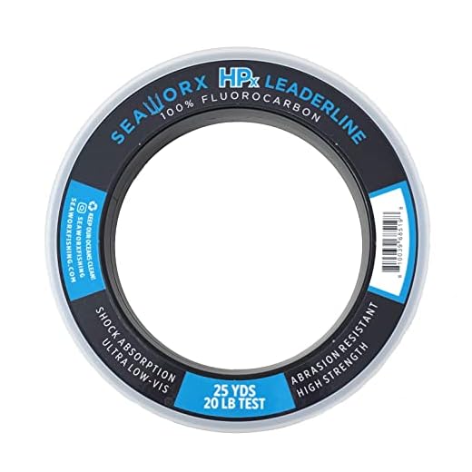 Seaworx Fluorocarbon Fishing Line - Easy to Use Fishing Wire Leader Line - Saltwater and Freshwater Fishing String 20LB - Abrasion Resistant Premium Quality Invisible Thread Fish Line 25 Yards Spool