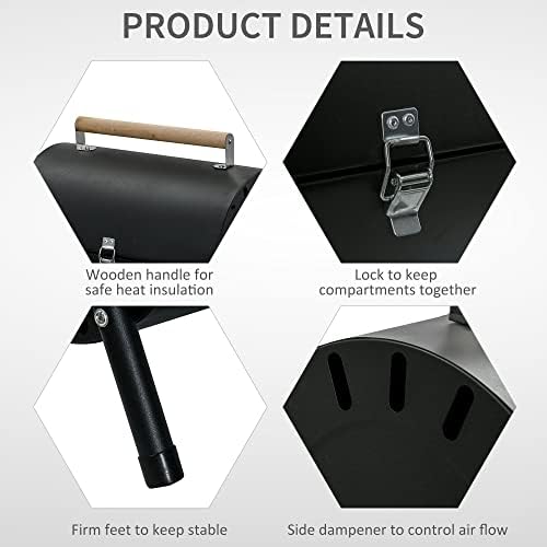 Outsunny Portable Folding Charcoal BBQ Grill Outdoor Tabletop Barbecue Grill Easy to Carry for Garden Camping Picnic Party
