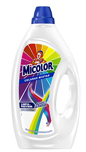 Micolor Gel Adiós Al Separar (30 lavados), detergente líquido para lavadora con tecnología antitransferencia de colores, jabón para ropa de color
