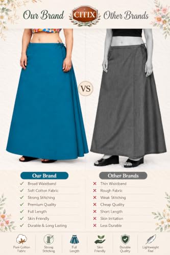 Image of CITIX Pure Cotton Petticoat for Women's Saree | Adjustable Drawstring Waist