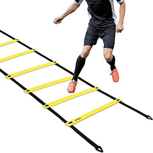 Ohuhu Agility Ladder, Speed Training Exercise Ladders for Soccer Football Boxing Footwork Sports Speed Agility Training with Carry Bag,15ft 12 Rung,Yellow