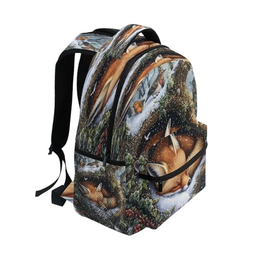 Fox Sleeping Bird Winter Backpack for School Boys Girls Adults Kids Bookbag Laptop Bag 15L2