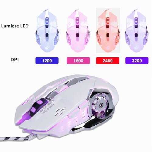 Lancoon Souris De Jeu Filaire, Souris De Jeu Optique avec 6 Boutons, 4 Rétro-éclairage Respirant, Poignées Ergonomiques Et Niveaux De Réglage De 4 DPI pour PC, Ordinateur Portable Et Mac – vue 3