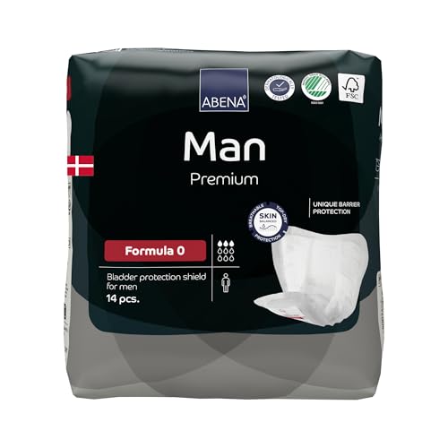 ABENA Man Formula 0 Premium Inkontinenzeinlagen 14 Stück für Herren, 250 ml Saugfähigkeit, schnell einziehende Inkontinenzprodukte, diskrete und anatomische geformte Inkontinenzeinlagen für Männer
