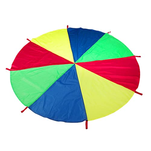 MUSISALY Rainbow Parachute for Cooperative Game with Handles for and Team Activities Encourages Imagination and