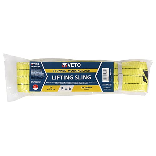 TIMCO 723604 - Imbracatura di sollevamento, 3000 kg, 3 tonnellate, 2 m x 90 mm, colore: Giallo