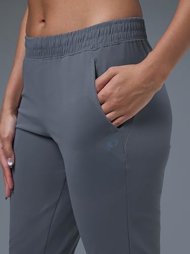 Image of TECHNOSPORT Women's Regular Fit Mid Rise Solid Track Pant with Antimicrobial, Stretchable for Gym, Workout & Sports and Regular Use