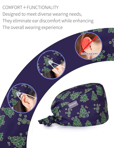 Image of Kousenpu Scrub Caps for Women, Adjustable Women's Surgical Cap with Buttons, Breathable Cute Design for Nurses and Doctors