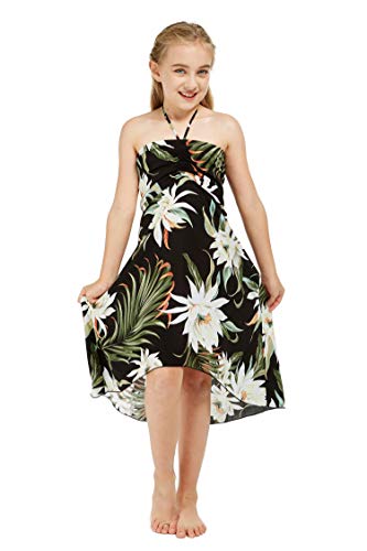 Image of Family Matching Hawaiian Clothes, Wispy Cereus Black | Lightweight 100% rayon • Family matching outfits • Tropical floral print • Beach vacations • Luaus • Cruises • Family photos