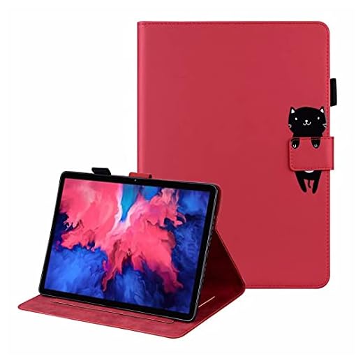 Tedtik Fodral till Samsung Galaxy Tab S5e 10,5 tum 2019 (T720/T725), PU-läderfodral med stativfunktion – röd